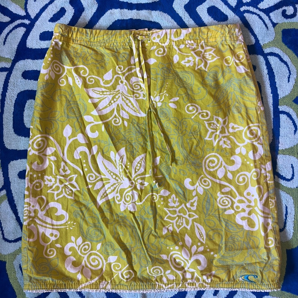 Vintage O’Neill Yellow/Green Floral Skirt with Drawstring